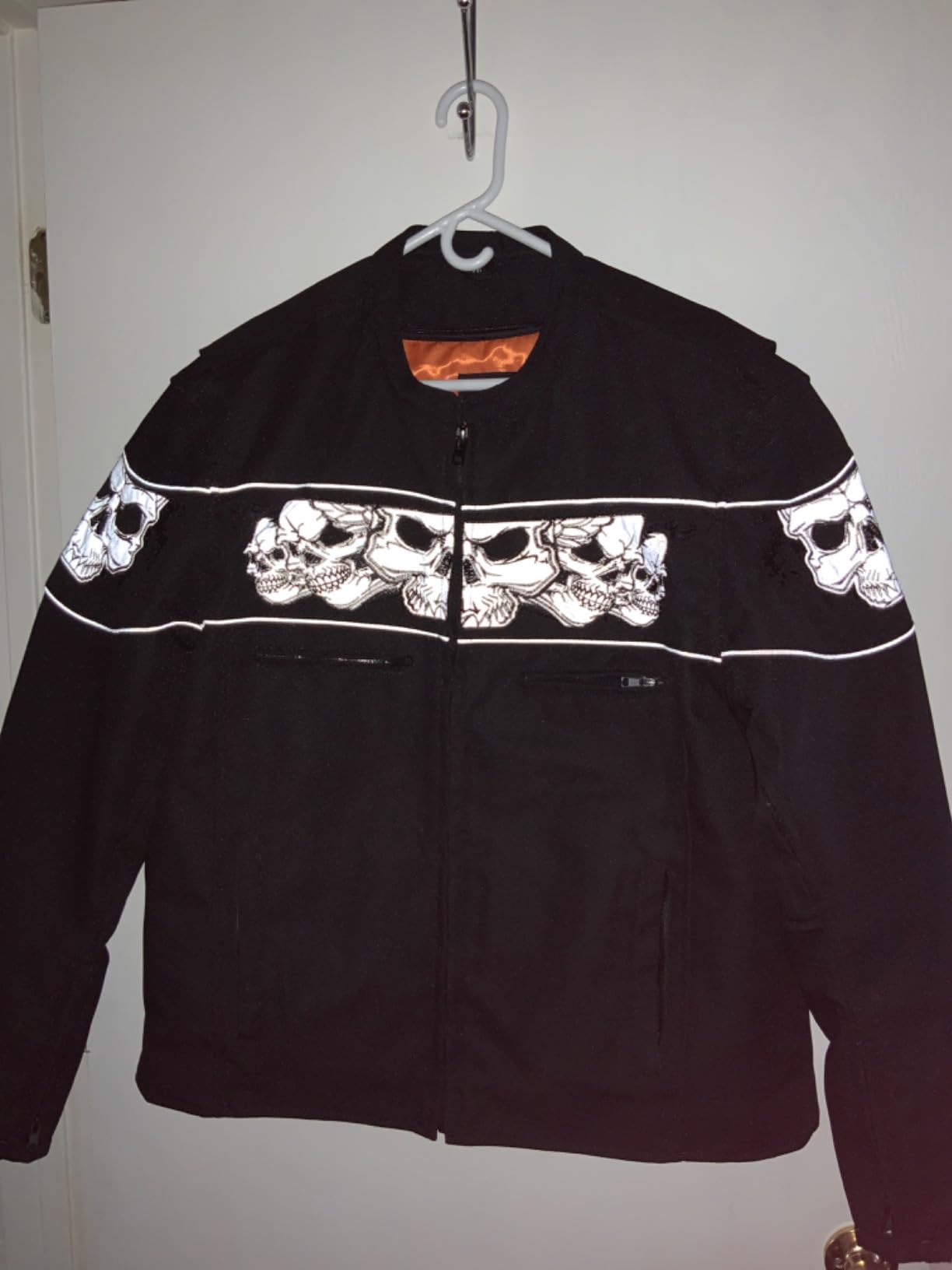 Milwaukee Leather MPM1730 Men's Black Padded Textile All Season Motorcycle Jacket w/Reflective Skulls Artwork customer photo 1