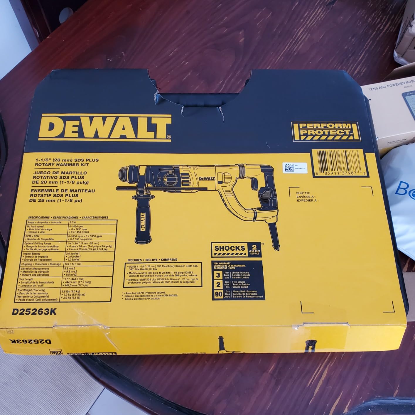 DEWALT SDS Rotary Hammer Drill, Vibration Control Shocks, 115 Volts, Corded (D25263K) customer photo 2