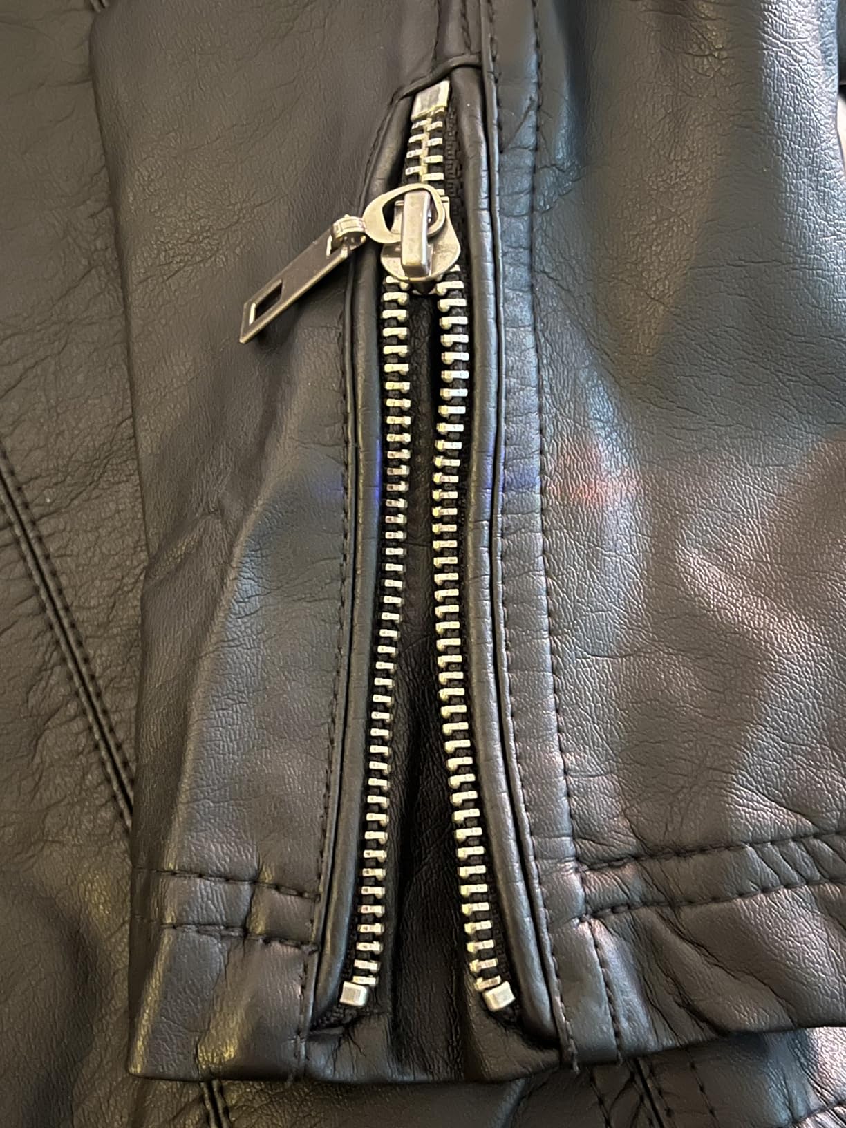 MBJ Womens Faux Leather Zip Up Moto Biker Jacket With Stitching DetaiL customer photo 1