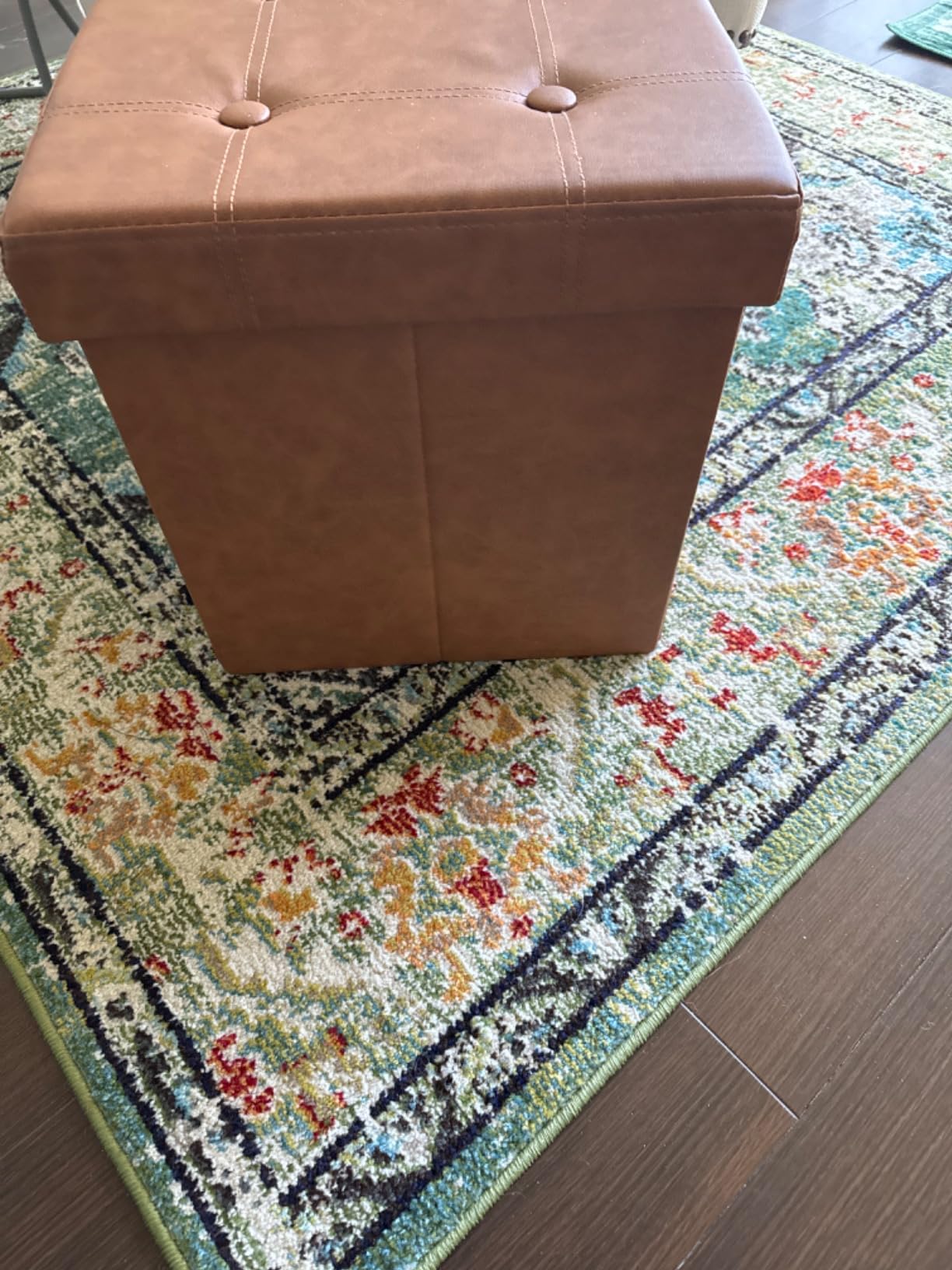 SONGMICS MAZIE Collection - 15 Inches Ottoman with Storage, Footstool, Storage Ottoman with Metal Grommet Handles, Load 660 lb, for Dorm, Living Room, Bedroom, Synthetic Leather, Brown ULSF30Z customer photo 2