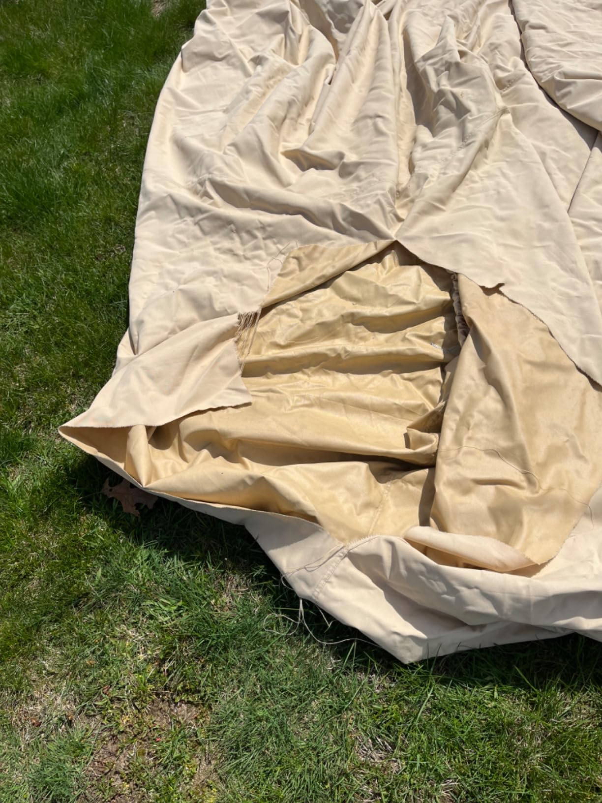 NEW 1200D Beige 24 FT VORTEX Ultra 5 Year Canvas Pontoon/Deck Boat Cover, Elastic, Strap System, FITS 22'1