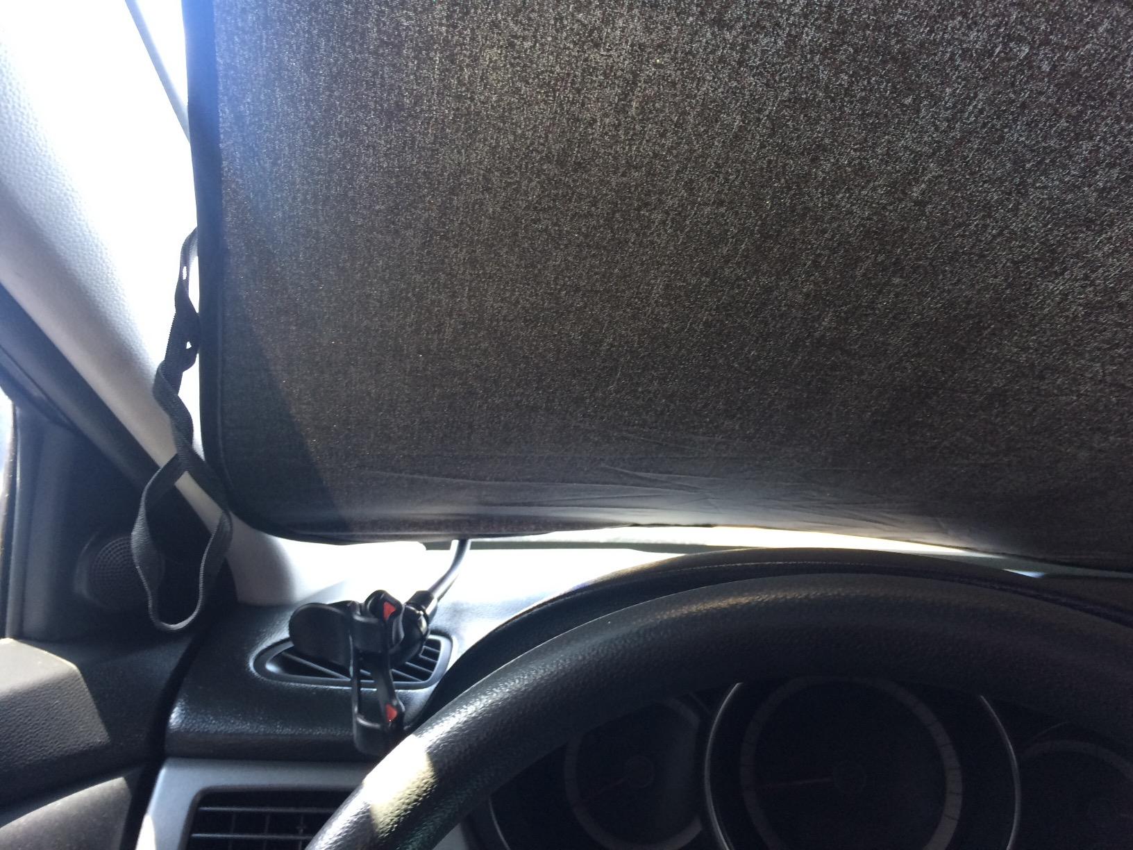 EzyShade Car Windshield Sun Shade. See Vehicle Size-Chart. Medium (M) Size | Foldable 2-Piece Sunshade with Shield-X Reflective Technology. Sun Visor for SUV, Truck, Car Front Windshield. See Size Chart customer photo 1