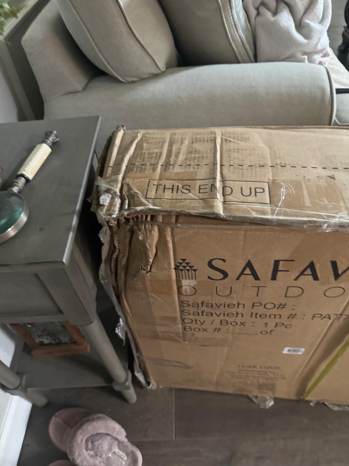 SAFAVIEH Outdoor Collection Newport Natural/ Beige Cushion Built-in Side Table Adjustable Chaise Lounge Chair customer photo 2