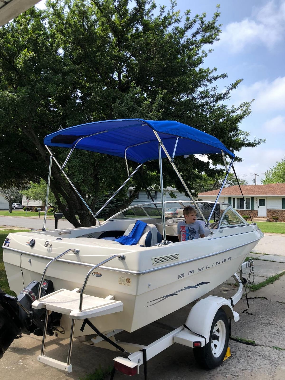 MSC 3 Bow 4 Bow Bimini Top Boat Cover,Waterproof Solution Dyed Polyester Made,2 Support Poles& 4 Adjustable Straps Included customer photo 2