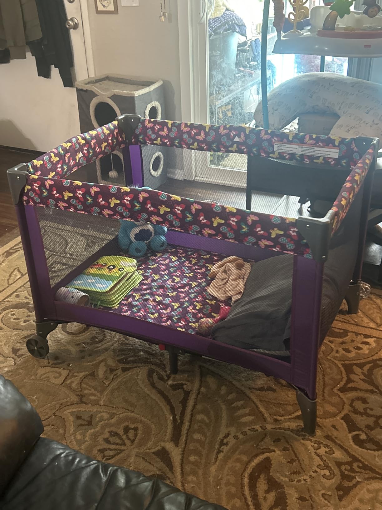 Cosco Funsport Compact Portable Playard, Lightweight, Easy Set up, Foldable Baby Playpen with Carry Bag, Butterfly Twirl customer photo 2