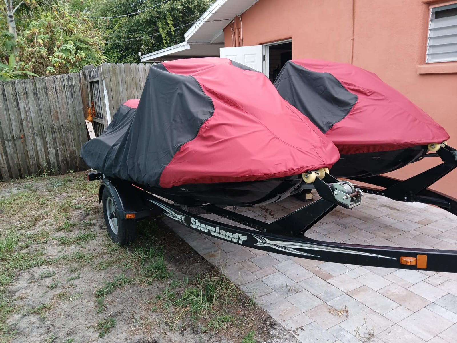 Trailerable Jet Ski Cover, Waterproof Marine Grade 600D Heavy Duty Polyester PWC Cover Blue/Black Color Fits from 126