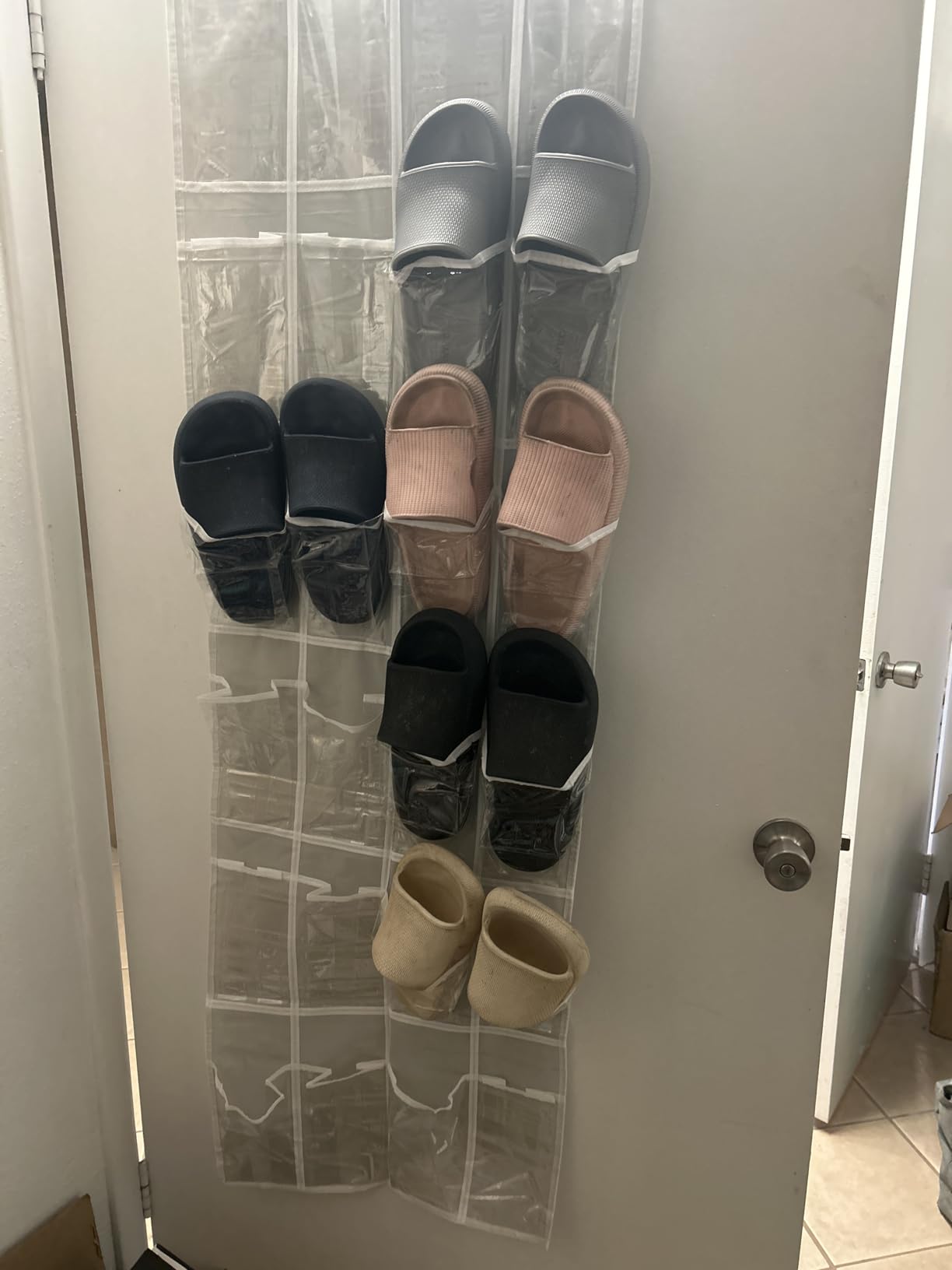 Simple Houseware 24 Pockets Clear Over the Door Shoe Organizer, Gray customer photo 1