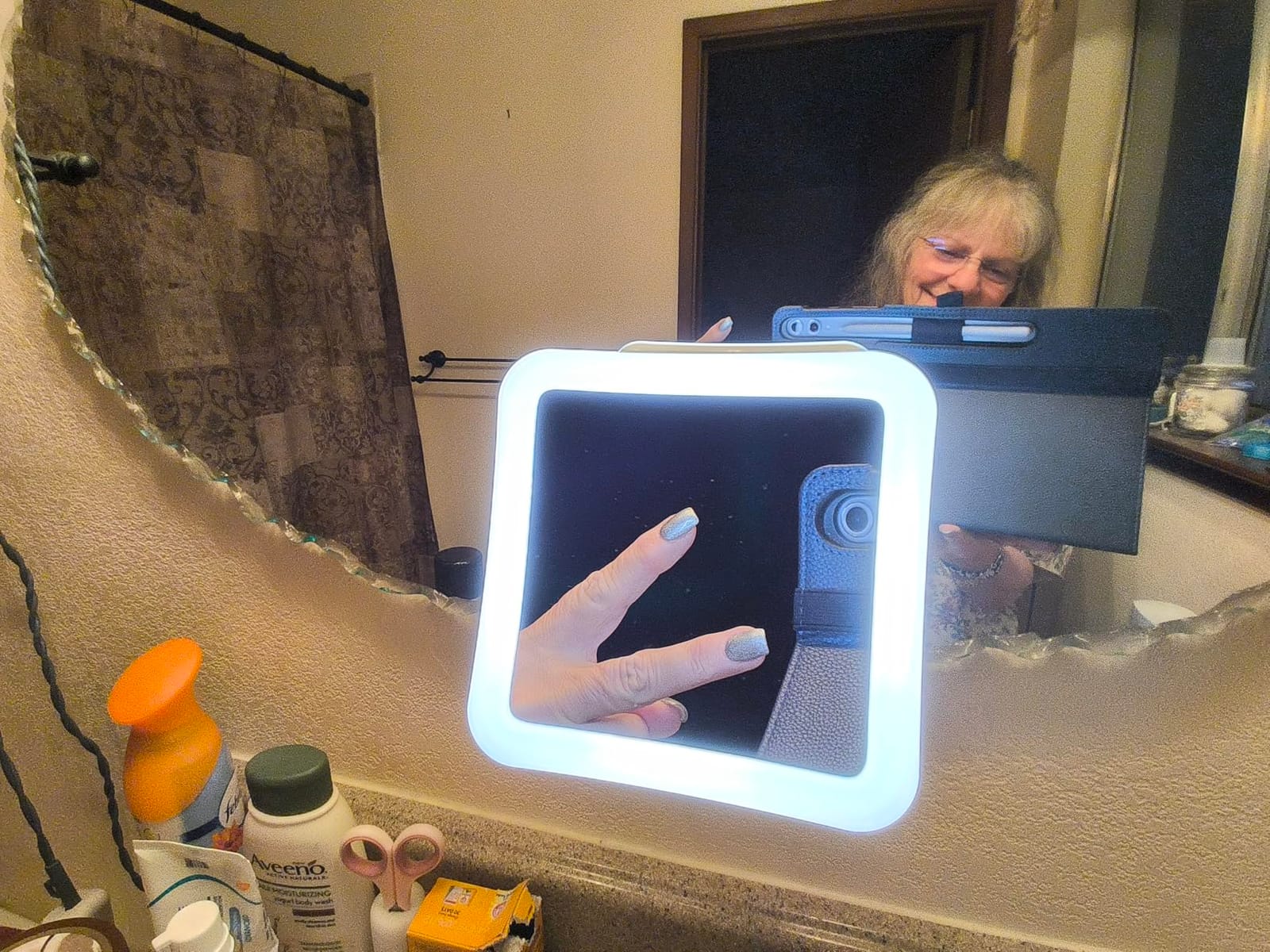 Fancii 10X Magnifying Lighted Makeup Mirror - Daylight LED Vanity Mirror - Compact, Cordless, Locking Suction, 6.5