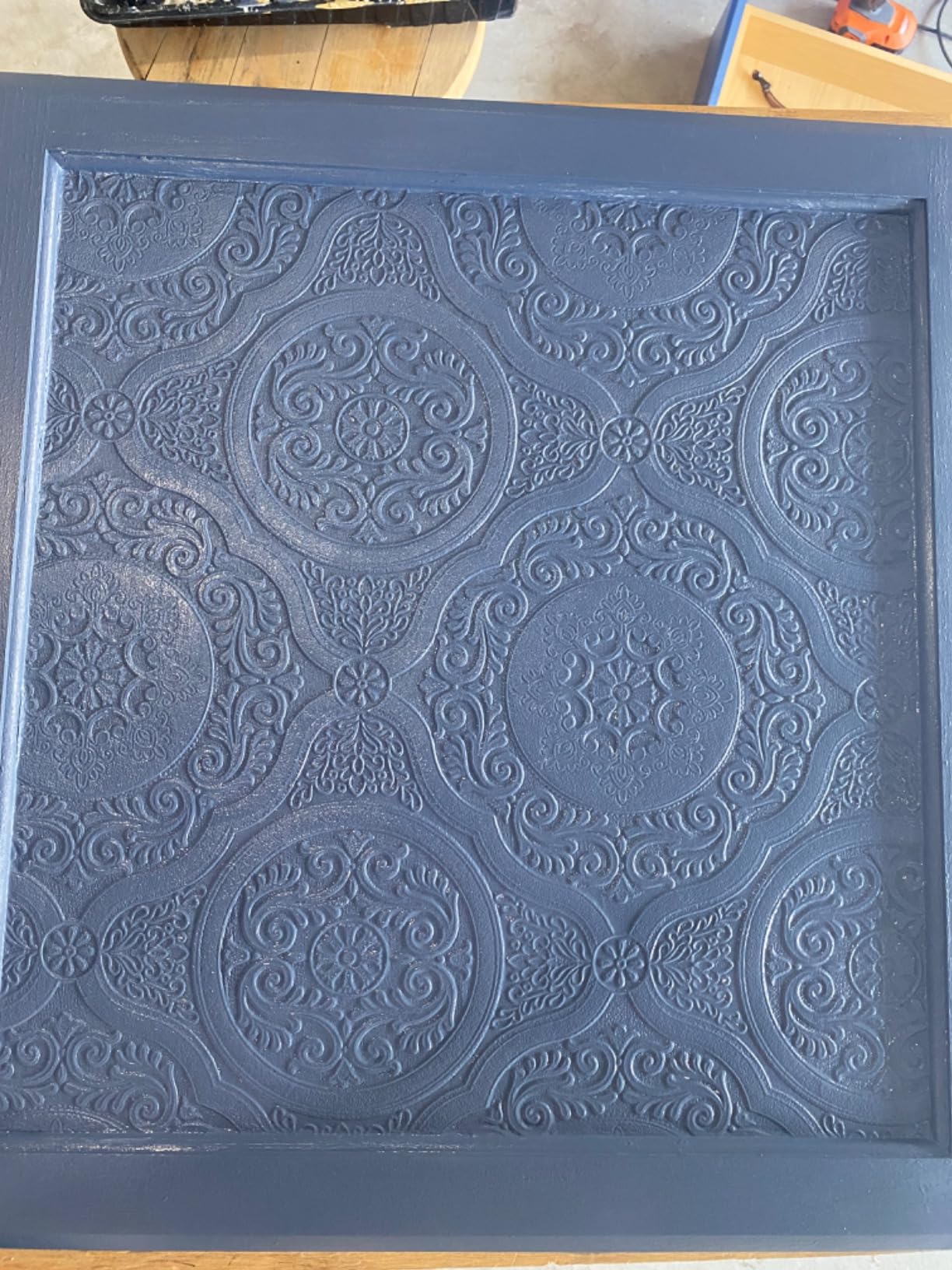 Manhattan Comfort Carter Series Vinyl Textured Paintable Floral Scroll Boarded Square Design Large Wallpaper Roll, 21
