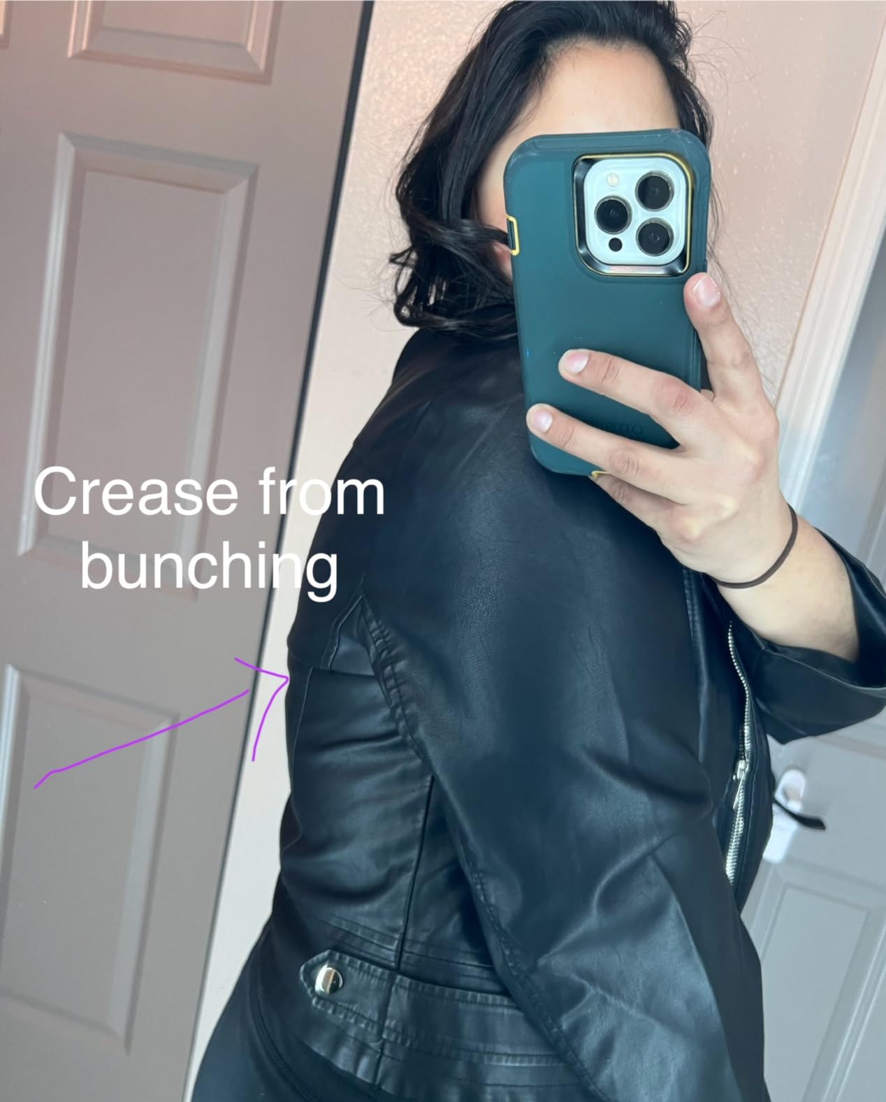 Tanming Women's Faux Leather Moto Biker Short Coat Jacket customer photo 1