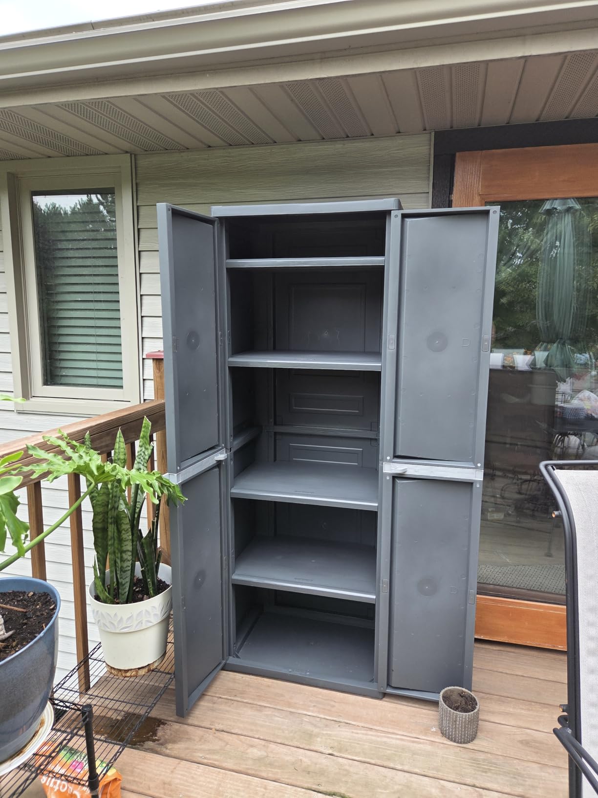 Sterilite 4 Shelf Cabinet, Lockable Utility Storage, Gray customer photo 2