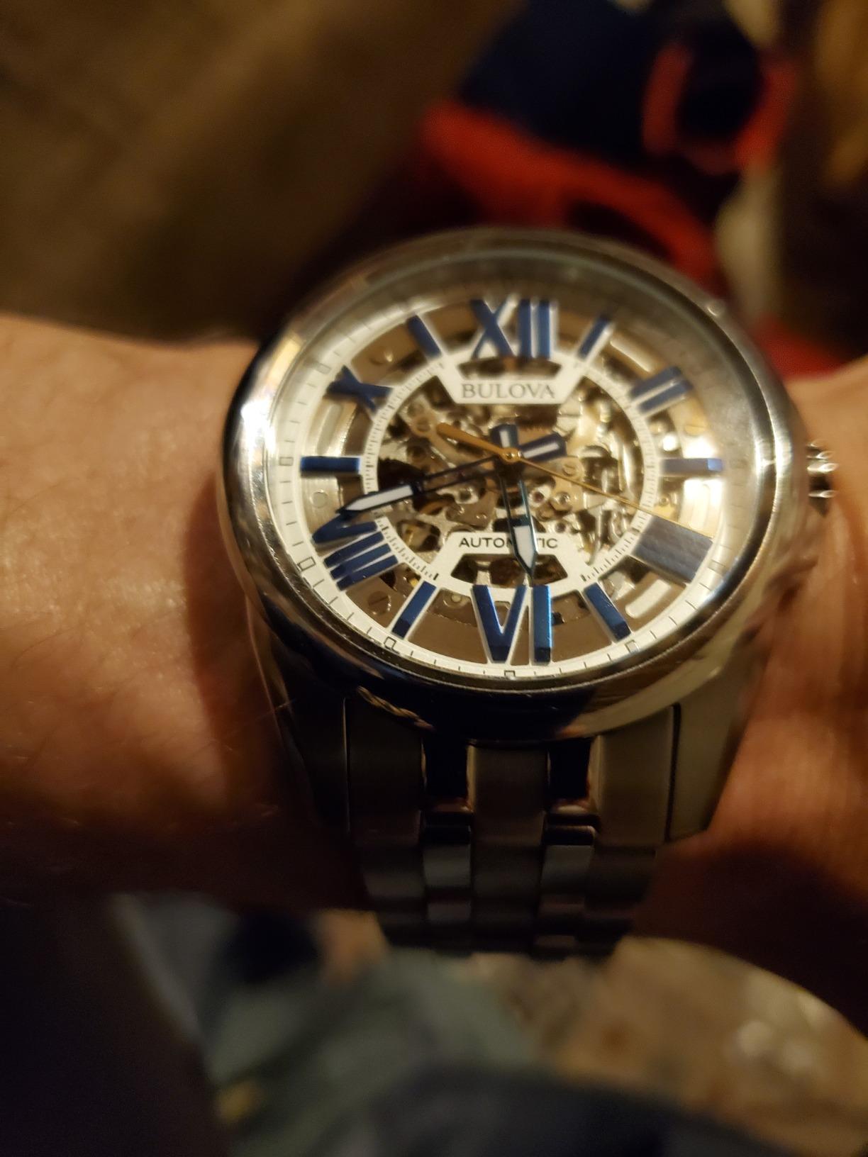 Bulova Men's Classic Sutton 3-Hand 21-Jewel Automatic Watch, 42 Hour Power Reserve, Skeleton Dial, Luminous Hands, 100M Water Resistant, 43mm customer photo 1