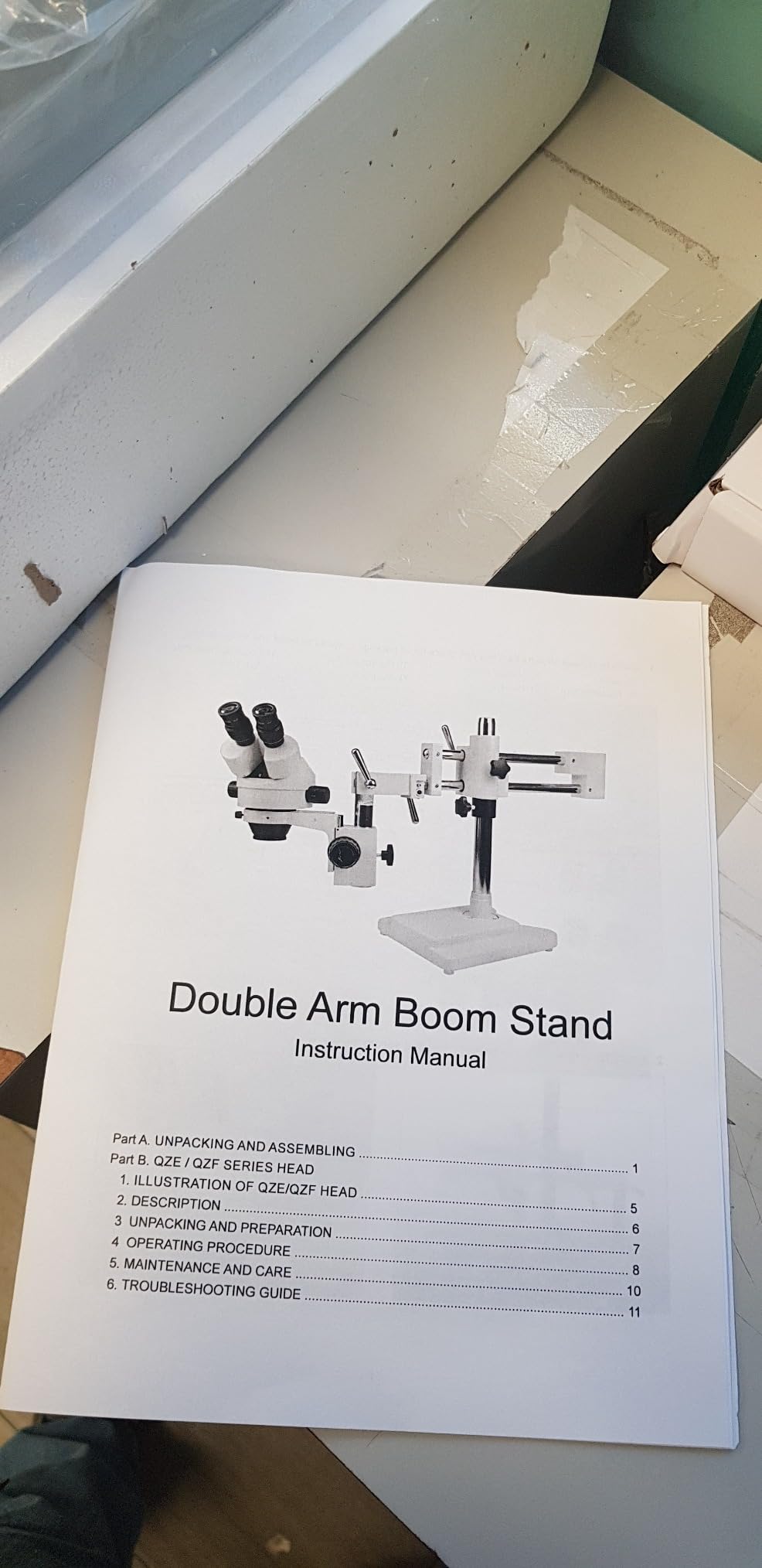 Trinocular Stereo Zoom Microscope 3.5X-90X, Dbl-Arm Boom customer photo 2