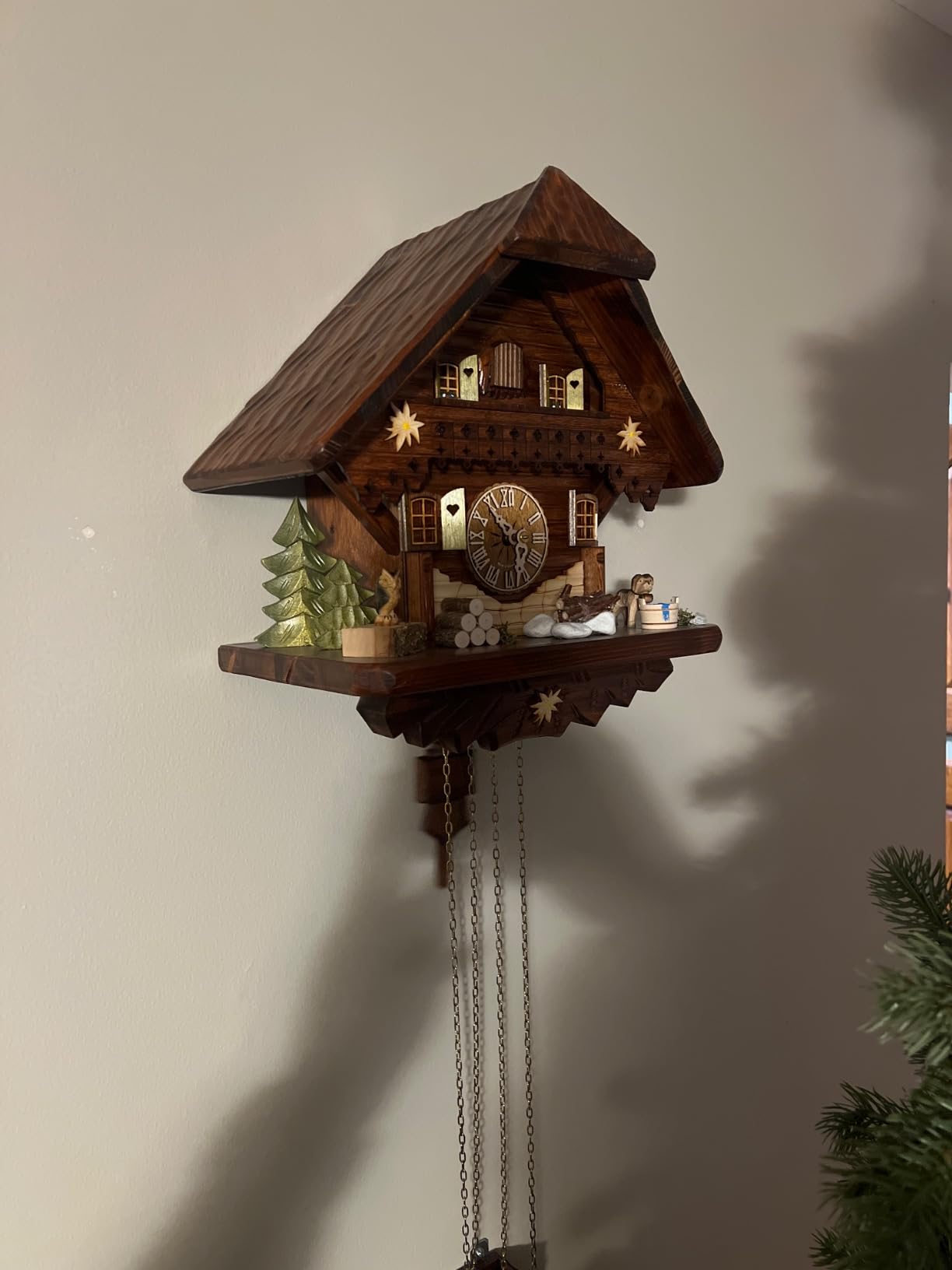 Cuckoo-Palace German Cuckoo Clock - Summer Meadow Chalet with 8-Day-Movement - 13 1/3 inches Height customer photo 1