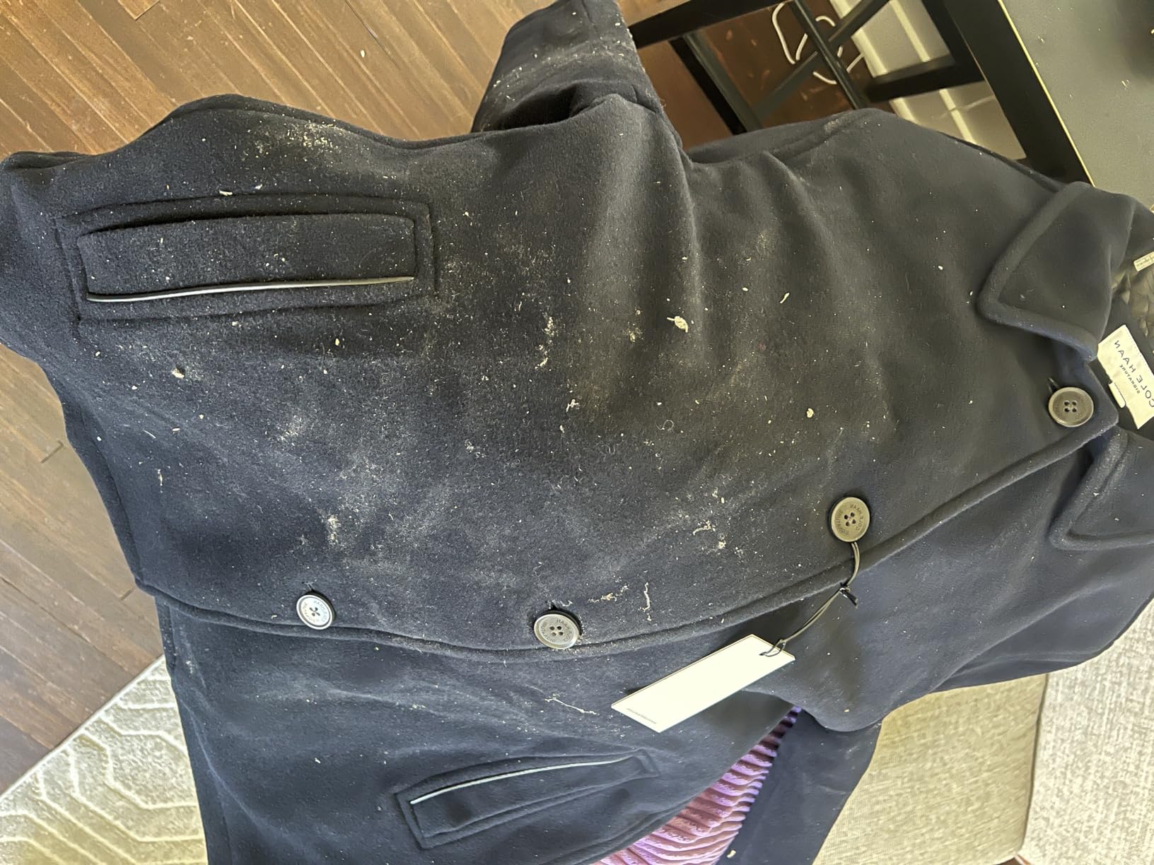Cole Haan Men's Button Up Wool Plush Car Coat customer photo 2