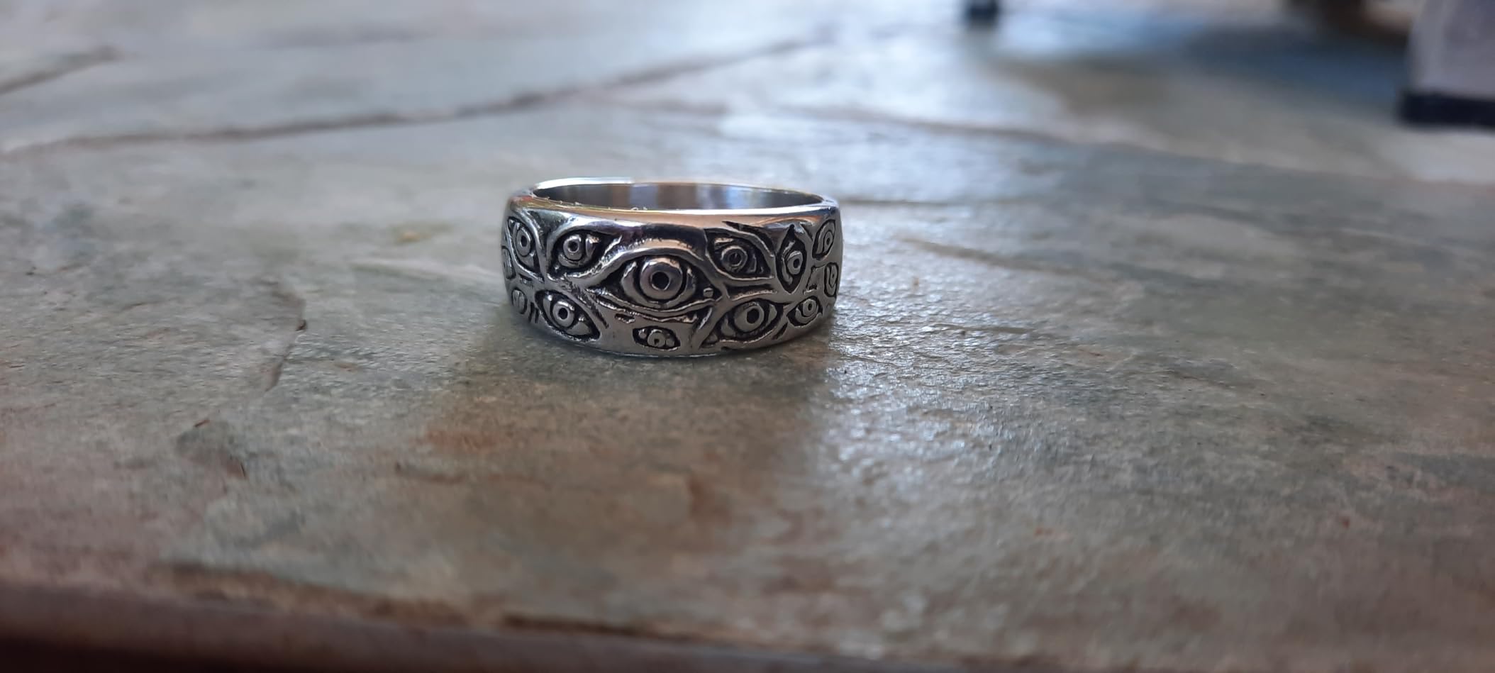 Men's Vintage Engraved Eye of God Ring Black Gold Silver Tone customer photo 2