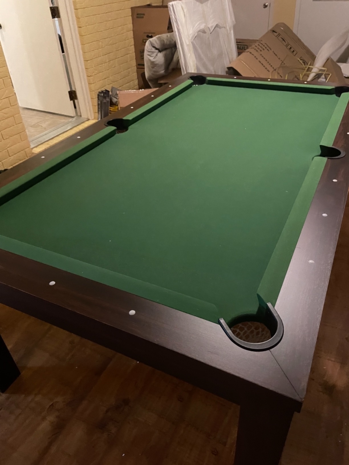 SIMBASHOPPING 7 Foot Pool Dining Table Combo Green Felt Modern Billiard Table with Dining Top Included - Missisipi customer photo 1