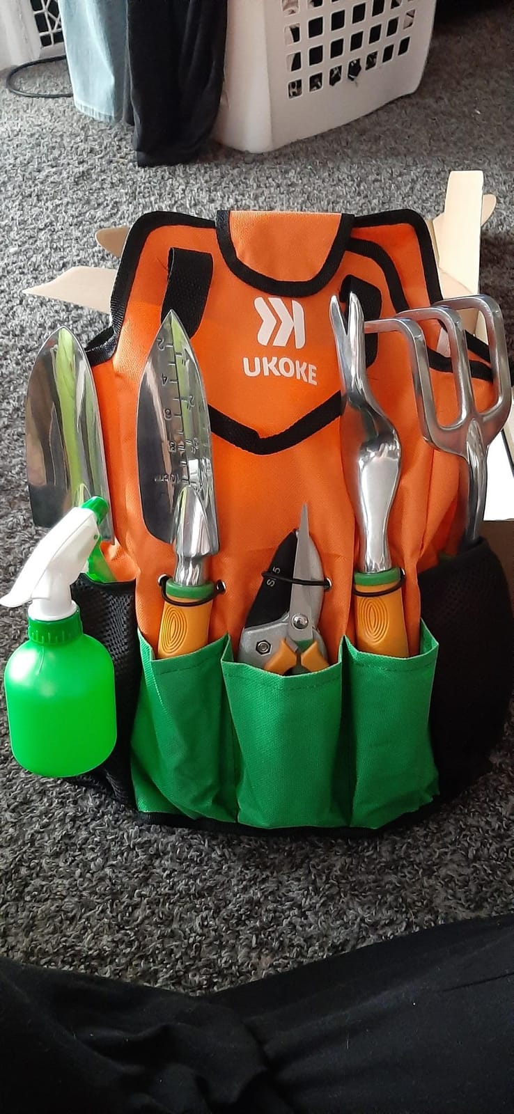 UKOKE Garden Tool Set, 12 Piece Aluminum Hand Tool Kit, Garden Canvas Apron with Storage Pocket, Outdoor Tool, Heavy Duty Gardening Work Set with Ergonomic Handle, Gardening Tools for women men customer photo 1