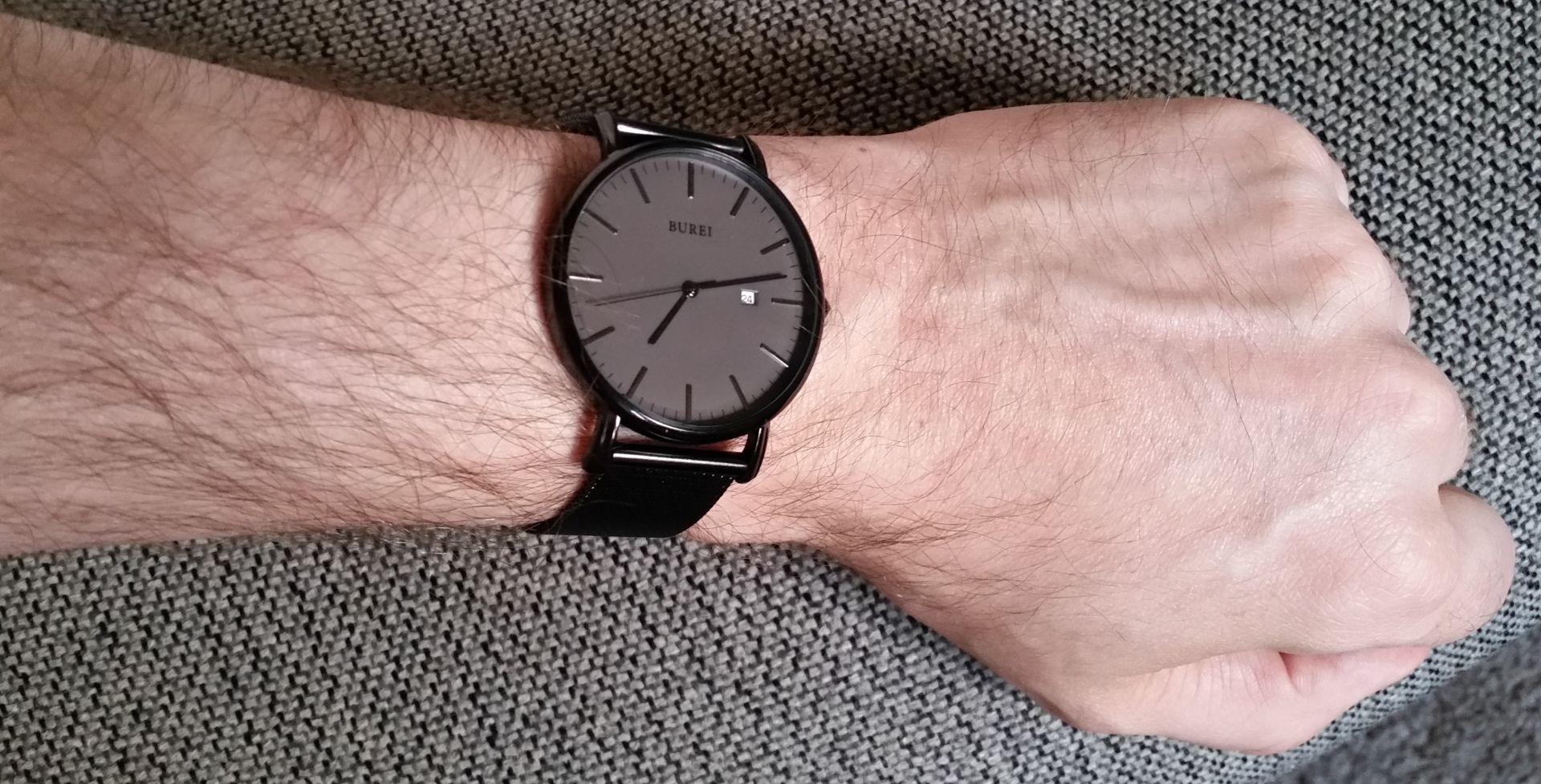 BUREI Ultra Thin Minimalist Men Watches, Leather or Stainless Steel Mesh Band, Analog Waterproof Casual Business Wristwatch, Gift for Father customer photo 2