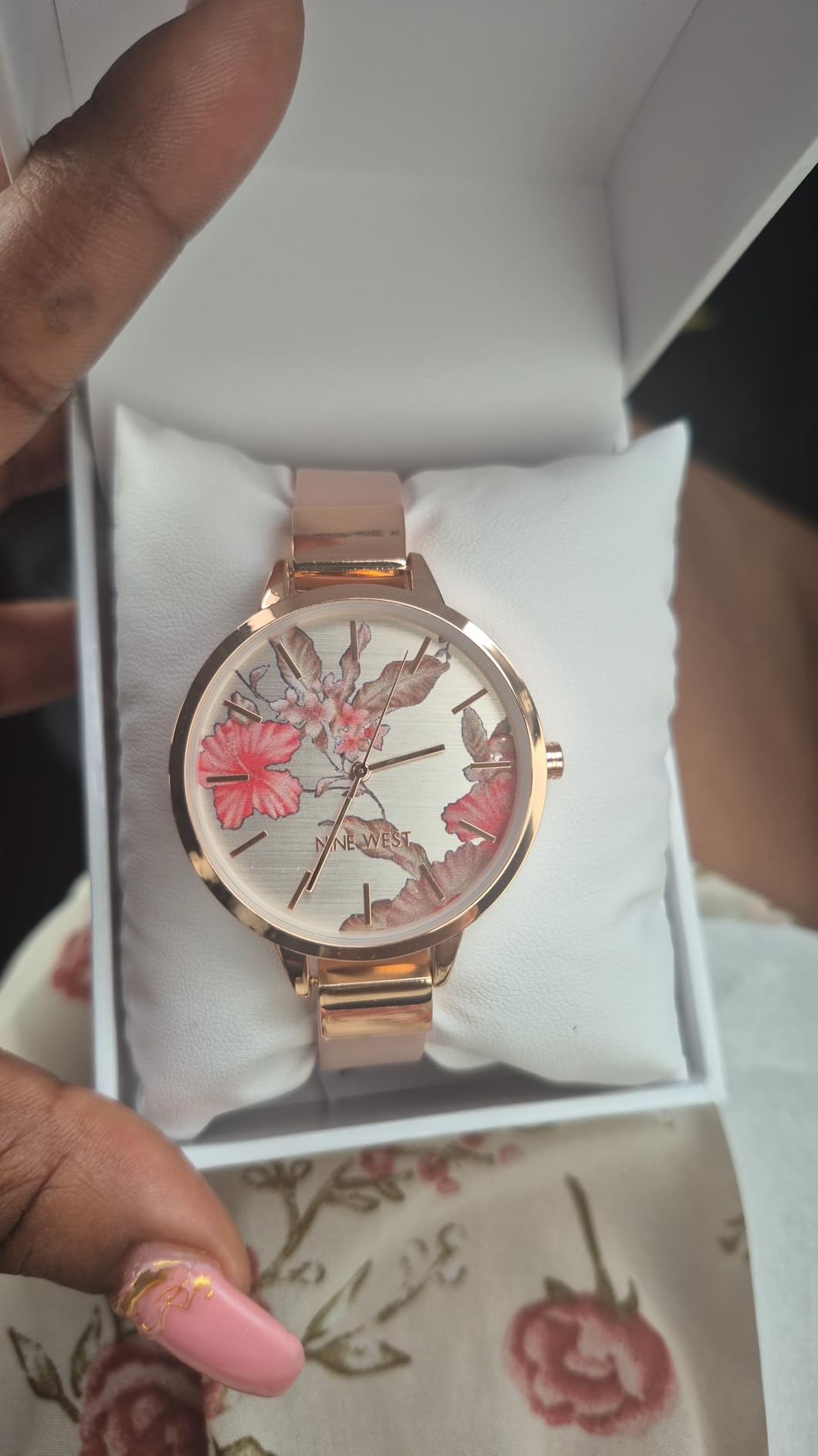 Nine West Women's Floral Dial Smooth Strap Watch customer photo 1