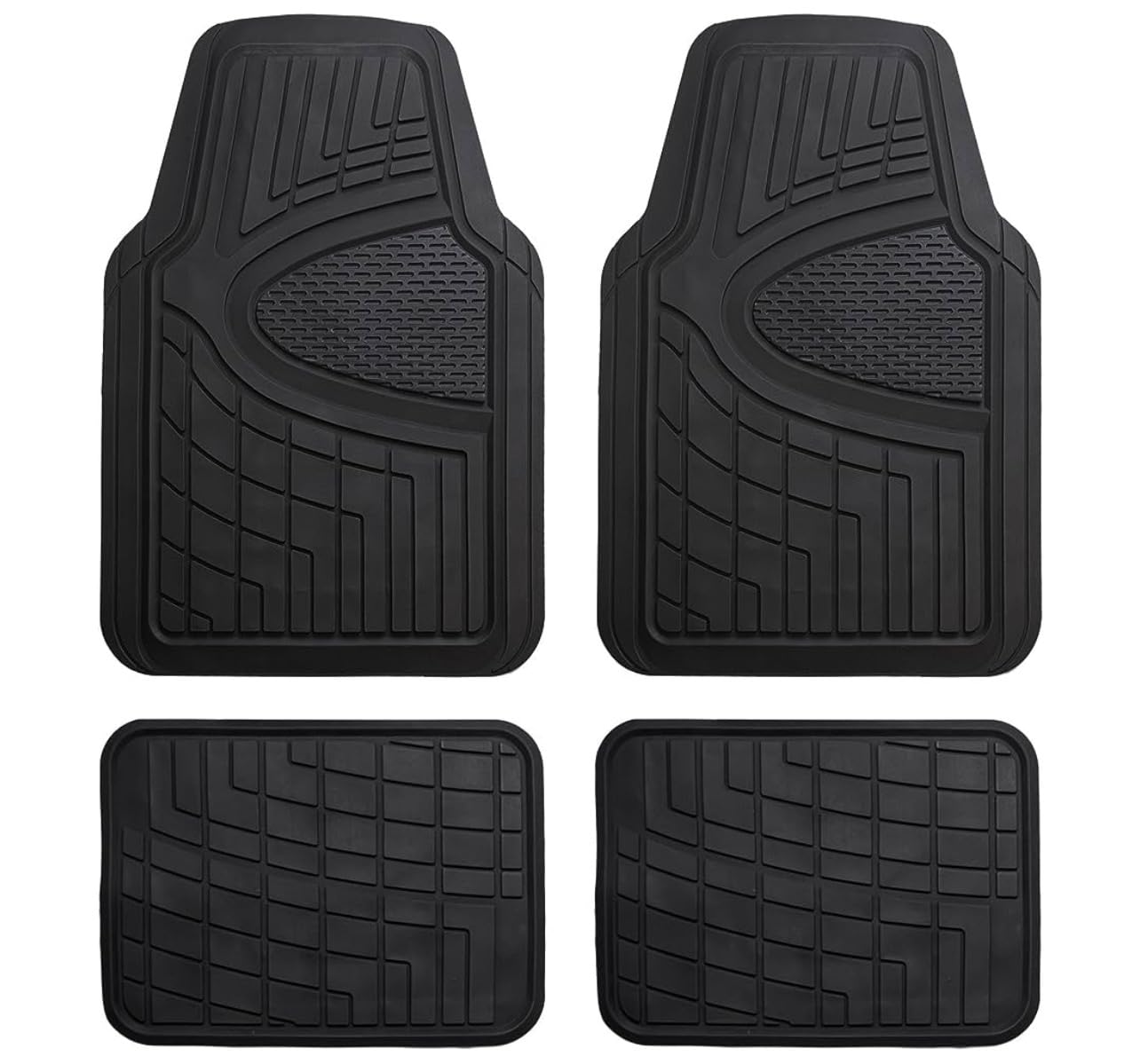 FH Group Automotive Floor Mats - Heavy-Duty Rubber Floor Mats for Cars, Universal Fit Full Set, Climaproof & Trimmable Floor Mats for Most Sedan, SUV, Truck, Black customer photo 2