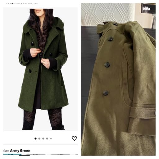 Tanming Women's Hooded Wool Blend Coat Mid Long Peacoats customer photo 2