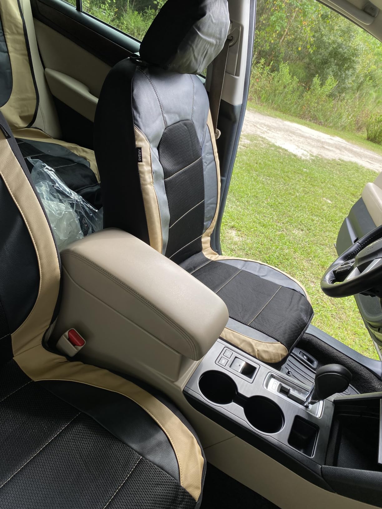 CAR PASS Universal Leather Two Front Seat Covers,Sport seat Covers fits Most Cars, SUVs, Trucks, and Vans Airbag Compatible (Black and Black) customer photo 1
