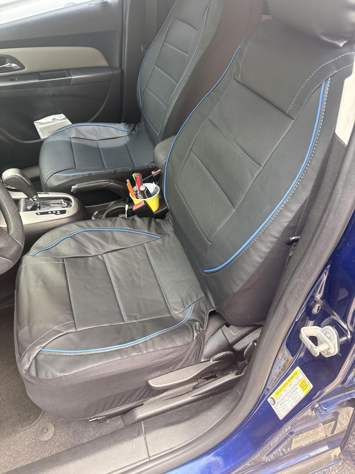 CAR PASS Universal FIT Piping Leather Car Seat Cover, for suvs,Van,Trucks,Airbag Compatible,Inside Zipper Design and Reserved Opening Holes (Full Set, Black and Red) customer photo 1