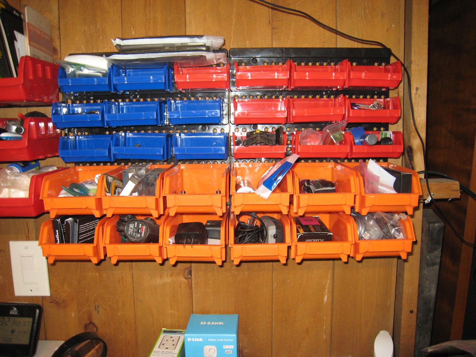 HORUSDY Wall Mounted Storage Bins Parts Rack 30PC Organizer Garage Plastic Shop Tool for Men's Gift, Blue,Orange,Red customer photo 1