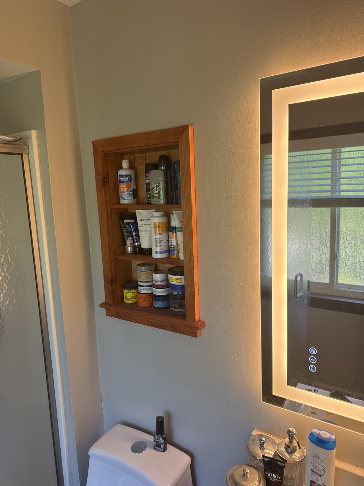 14x24 Aiden Recessed Wall Niche Medicine Cabinet Replacement, in The Wall Bathroom Cabinet Insert Shelf/Shelves, Made in North America, Real Wood, NO MDF, Beadboard, White customer photo 1
