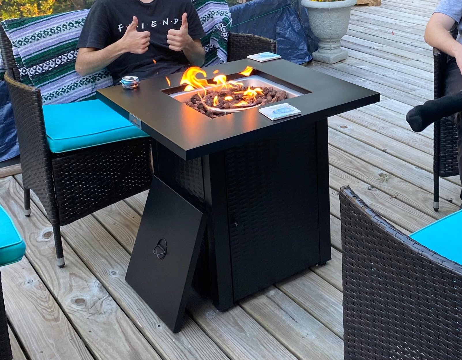 LEGACY HEATING 28in Gas Fire Pit Table, Outdoor Firepit, Black customer photo 2