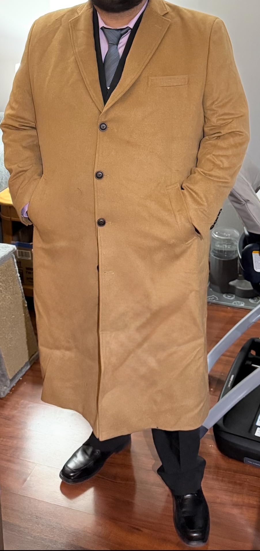 THE SUIT DEPOT Mens Single Breasted Wool Cashmere Full Length Overcoat customer photo 2