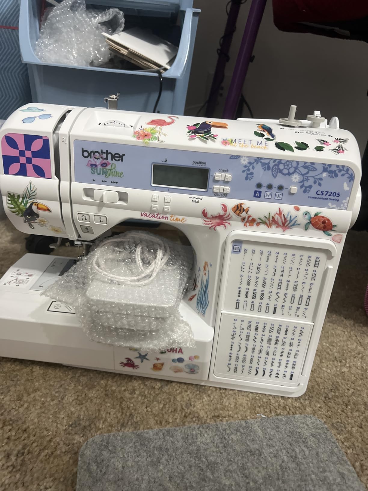 Brother CS7205 Computerized Machine, 150 Built Stitches, 1 Font, Wide Table, 11 Sewing Feet, White customer photo 1