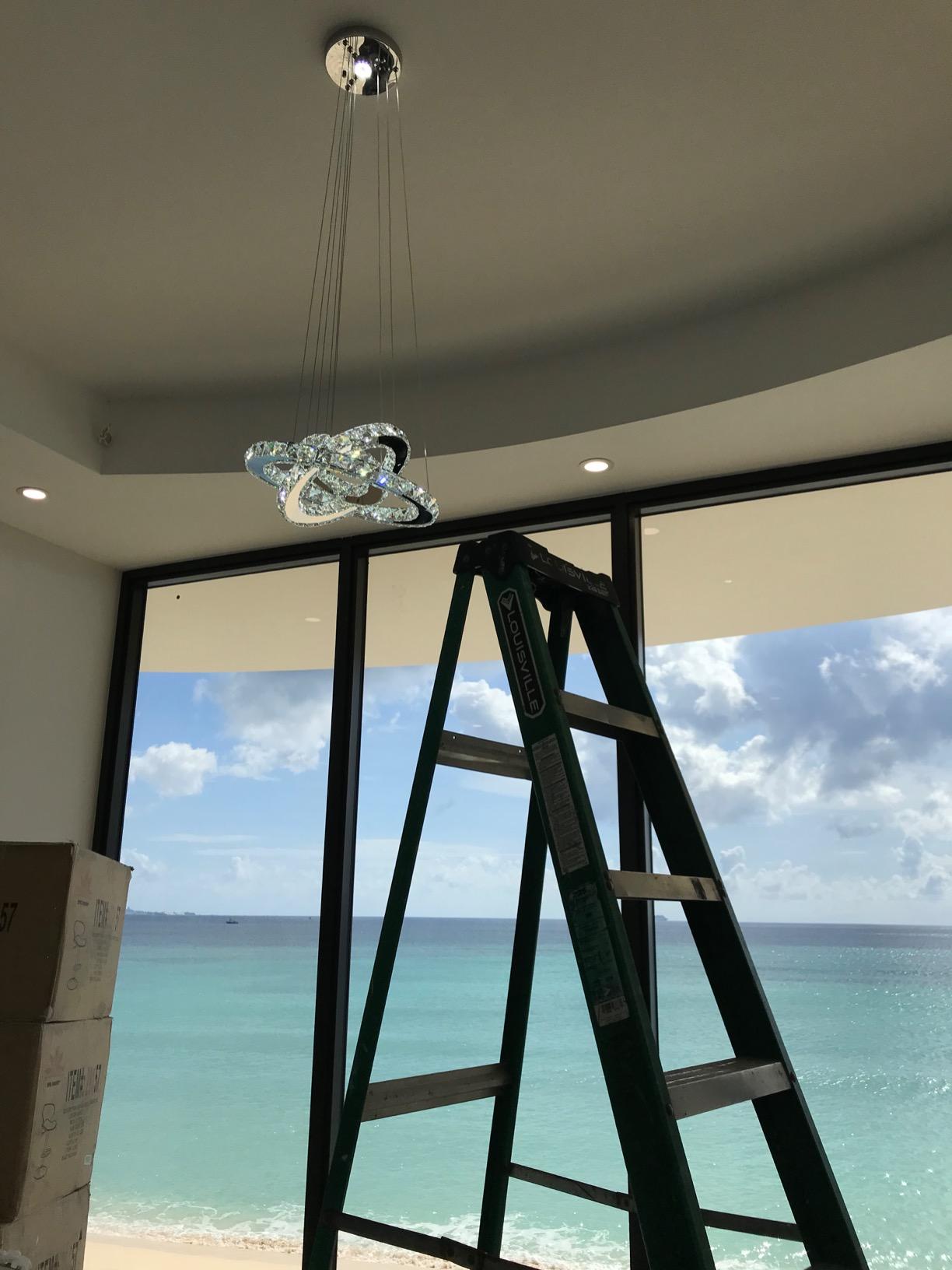 3-Ring LED Crystal Chandelier for Dining Room, Silver | Silver cool white pendant light, adjustable height, crystal and steel; for dining room, kitchen island, foyer or bedroom customer photo 1