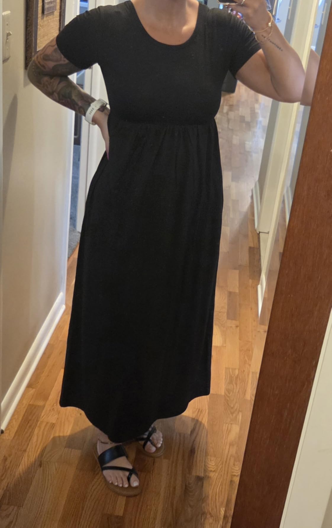 VIISHOW Women's Short Sleeve Loose Plain Maxi Dresses Casual Long Dresses with Pockets customer photo 2