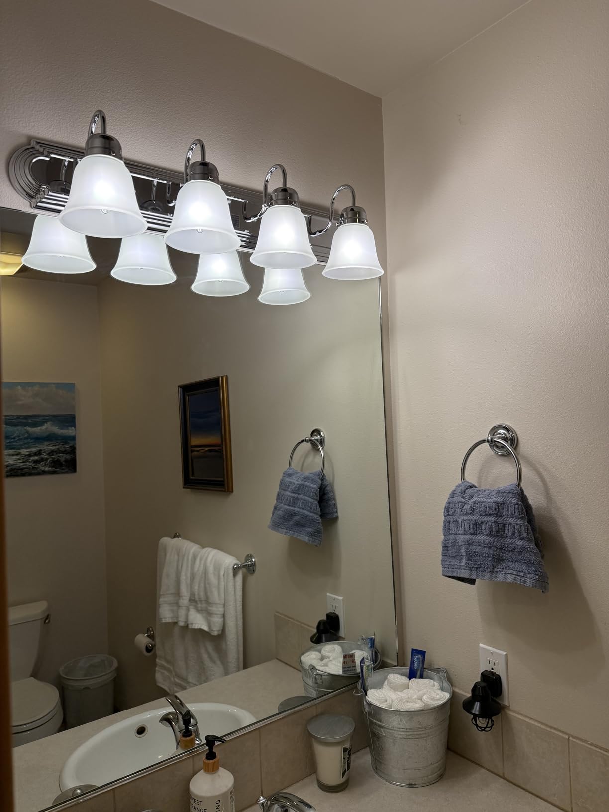 Kichler 3-Light Bathroom Vanity Light, Brushed Nickel | Clear satin etched glass vanity light for bathroom mirrors (24