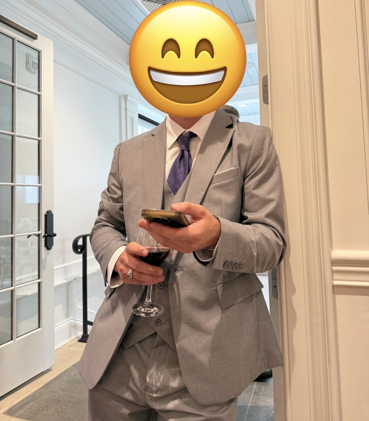 WULFUL Men’s Slim Fit Suit One Button 3-Piece Blazer Dress Business Wedding Party Jacket Vest & Pant customer photo 1