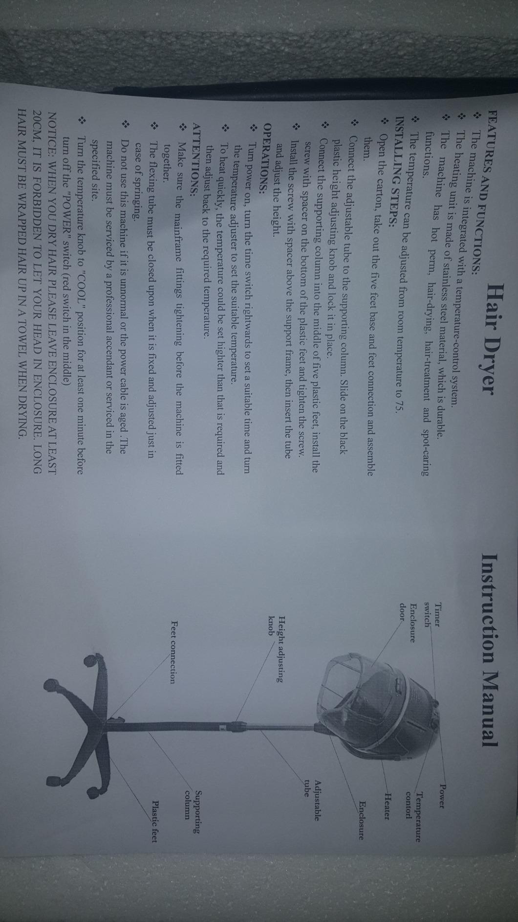 ZENY Professional Stand Up Hair Dryer, 1300W Bonnet Dryer Adjustable Height customer photo 2
