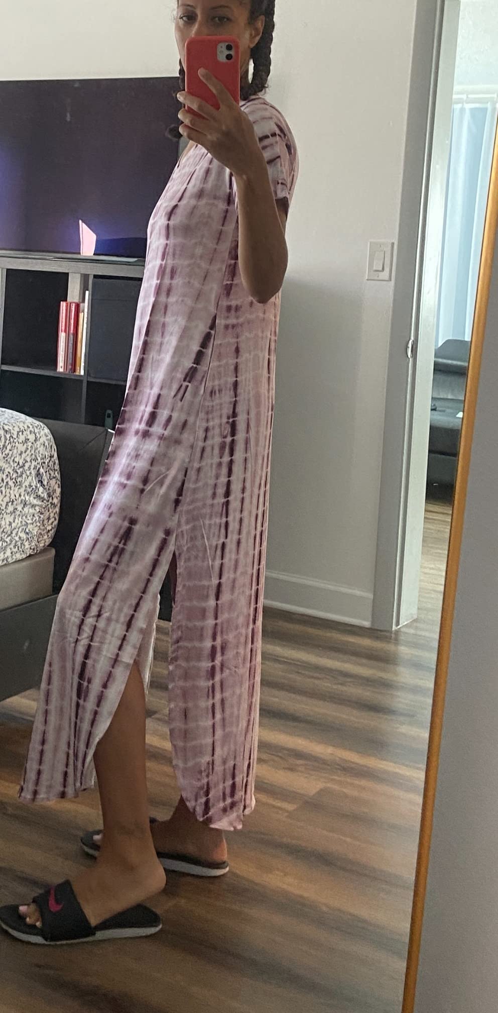 Arolina Women Summer Maxi Dress Short Sleeve V Neck Casual Loose Long Split Dresses Beach Vacation Sundress with Pockets customer photo 2