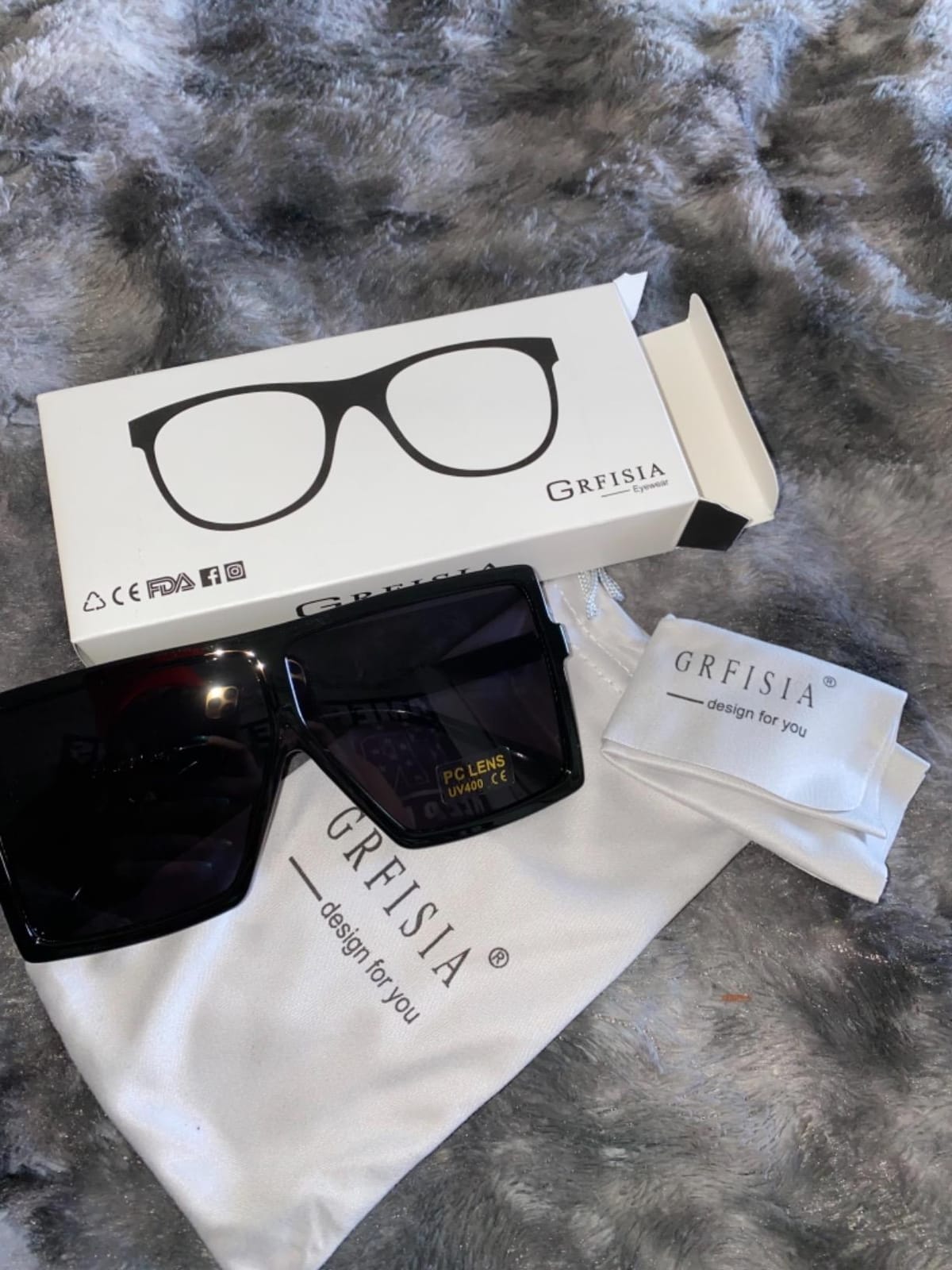 GRFISIA Oversized Square Sunglasses for Women Men Big Fashion Shades customer photo 2