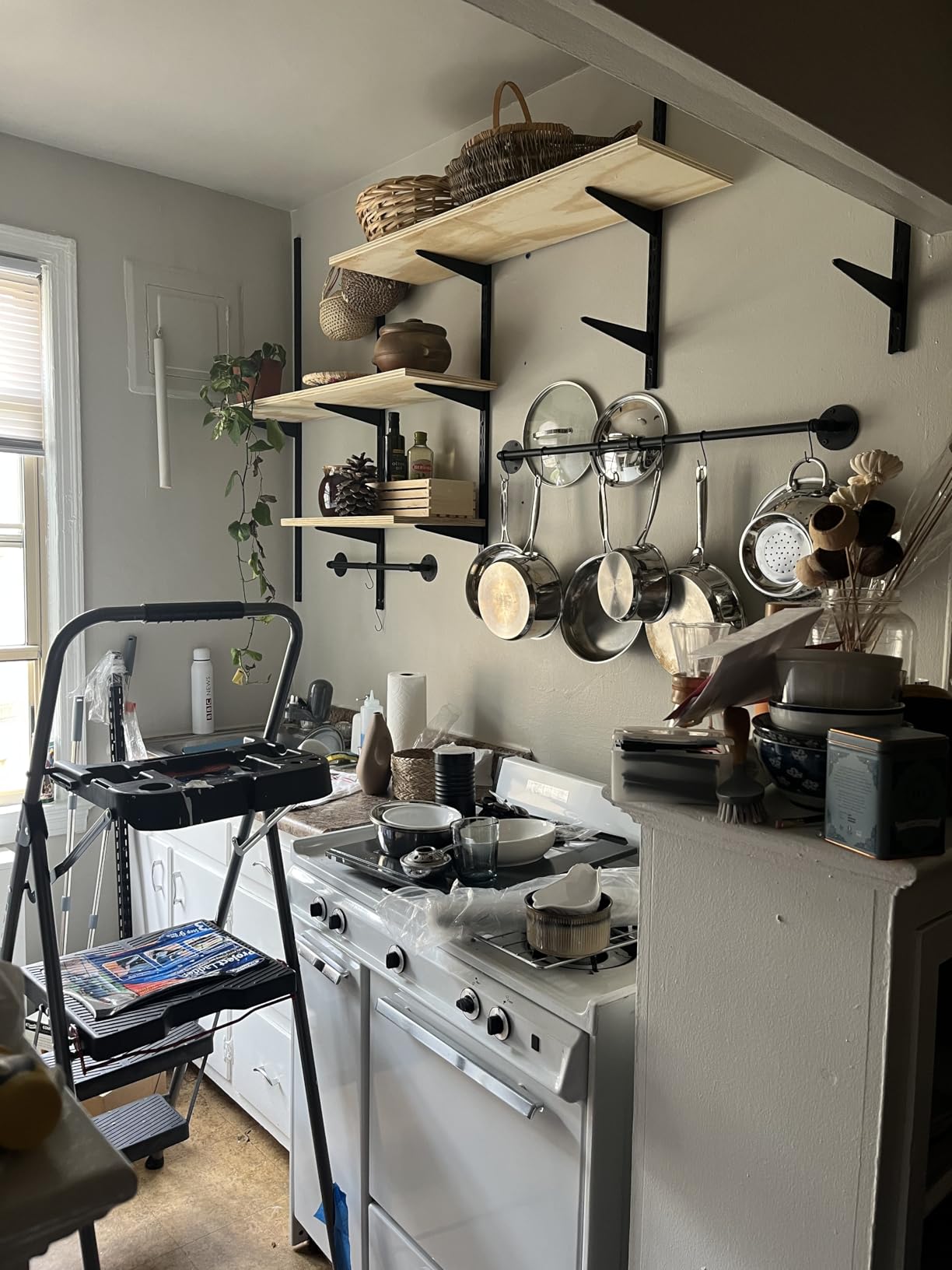 OROPY 38'' Pot Rack Wall Mounted, Iron Pipe Hanging Pot Rack, 14 S Hooks customer photo 1