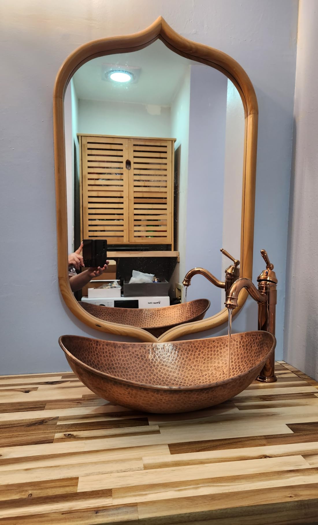 Monarch Abode Bathroom Sink – 19-Inch Harbor Vessel Bathrooms Countertop Sink, Bathroom Vessel Sinks, Above Counter Hand Hammered Pure Copper Bath Sinks for Restroom Vanity or Powder Room customer photo 1