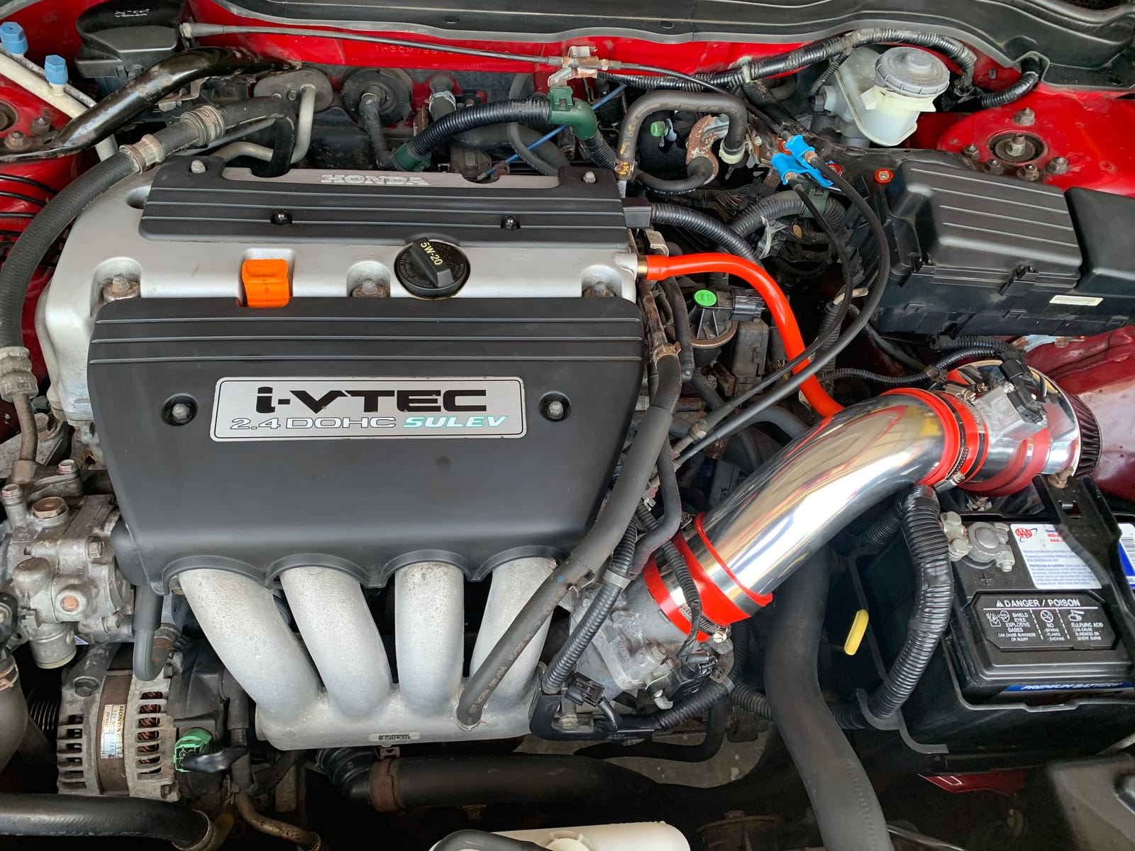 Rtunes Racing Short Ram Air Intake Kit + Filter Combo Compatible For 04-07 Honda Accord 2.4L L4 SULEV (Red) customer photo 2
