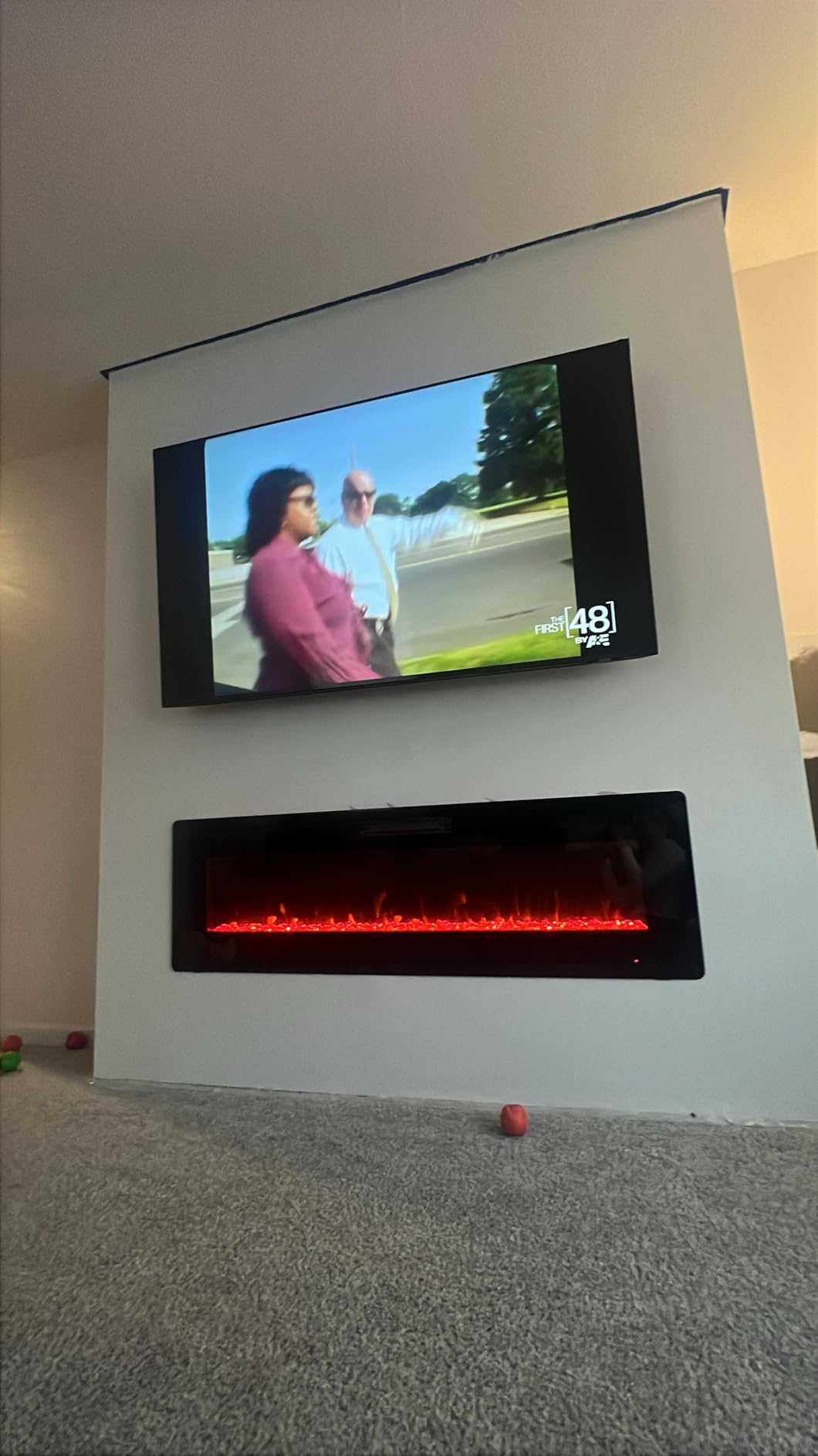 60 inch Electric Fireplace Recessed and Wall Mounted Insert customer photo 1