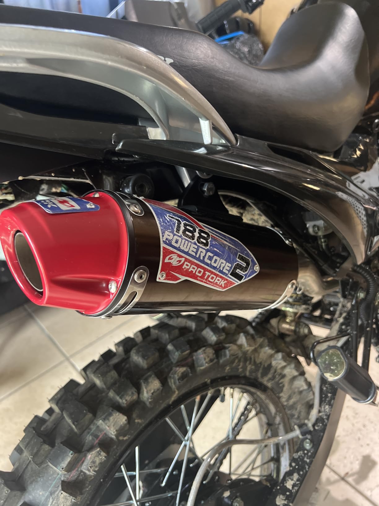 JFG RACING Dirt Bike Slip On Exhaust for CRF150F/CRF230F/HAWK 250,Red customer photo 2