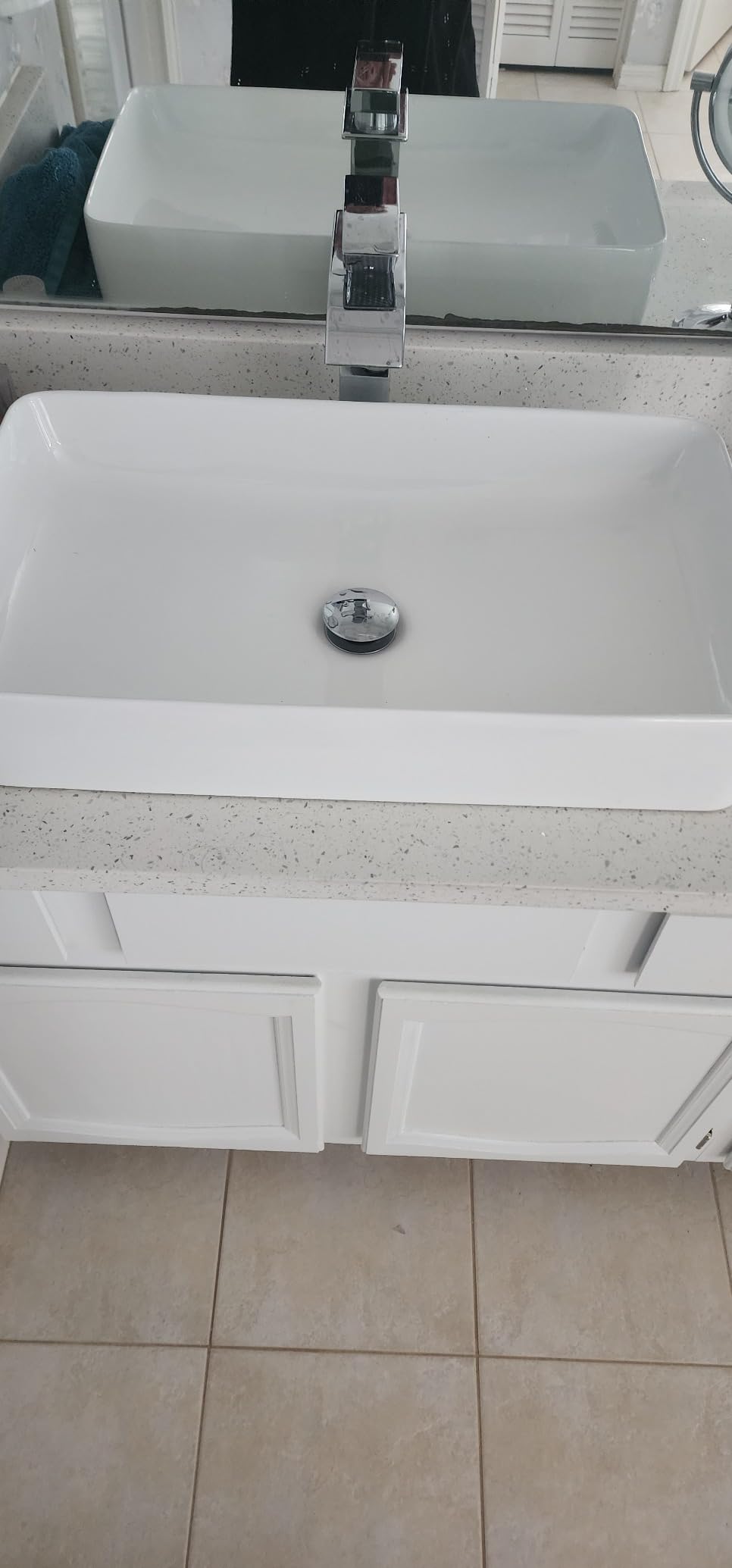 Sarlai 24 Vessel Sink Rectangle - 24 x 14 Inch Bathroom Sink Modern Large Rectangular Above Counter White Porcelain Ceramic Bathroom Vessel Vanity Sink Art Basin customer photo 1