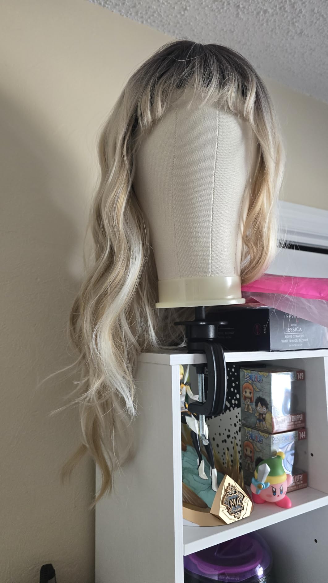 Eerya 21-24 Inch Canvas Block Head Set for Wig Display Making Hair Weave and Styling Mannequin Head with Mount Hole C Stand, Styling Hair Clips, T Needle, C Needles, Thread, Lace Wig Caps (22 Inch) customer photo 1