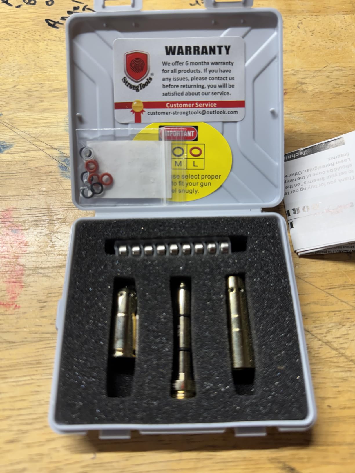 BoreSighter for 22LR/223/9MM/7.62X39MM/30-30/30-06/.25/270/243/308/7MM/ 45ACP Colt Caliber Rifle Scope Handgun Brass Red Dot Boresight Kit for Hunting with AG3 Batteries (Special, Bullet Type) customer photo 1