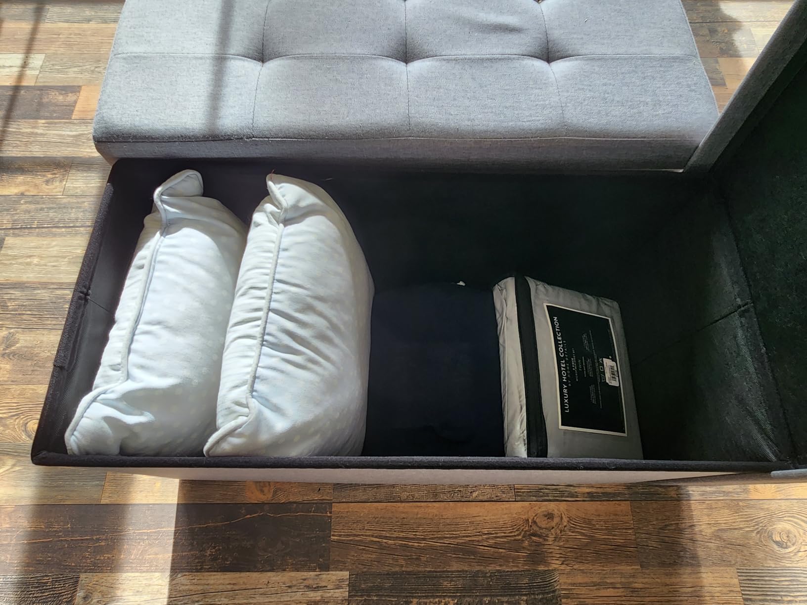 SONGMICS 30 Inches Folding Storage Ottoman Bench, Load 660 lb customer photo 1