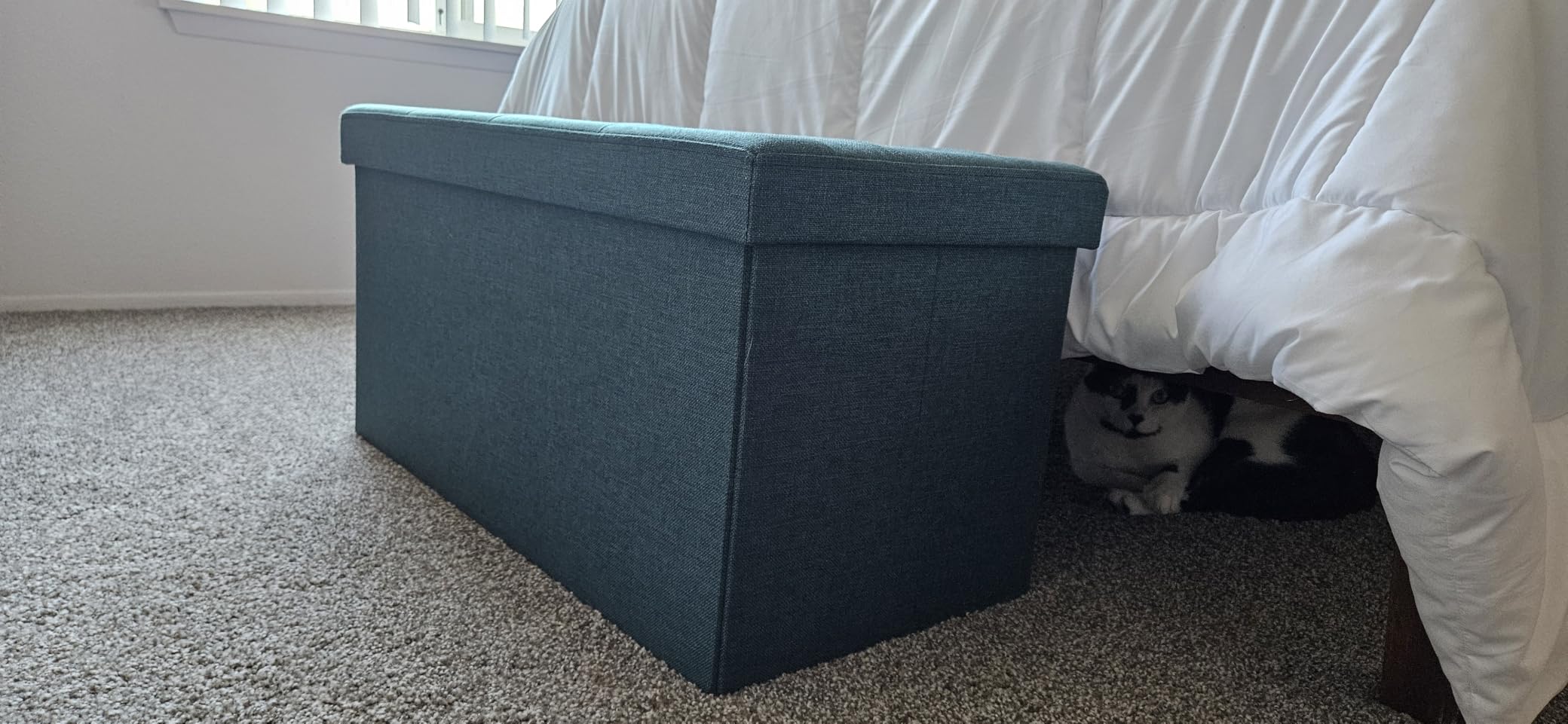 SONGMICS 30 Inches Folding Storage Ottoman Bench, Load 660 lb customer photo 2